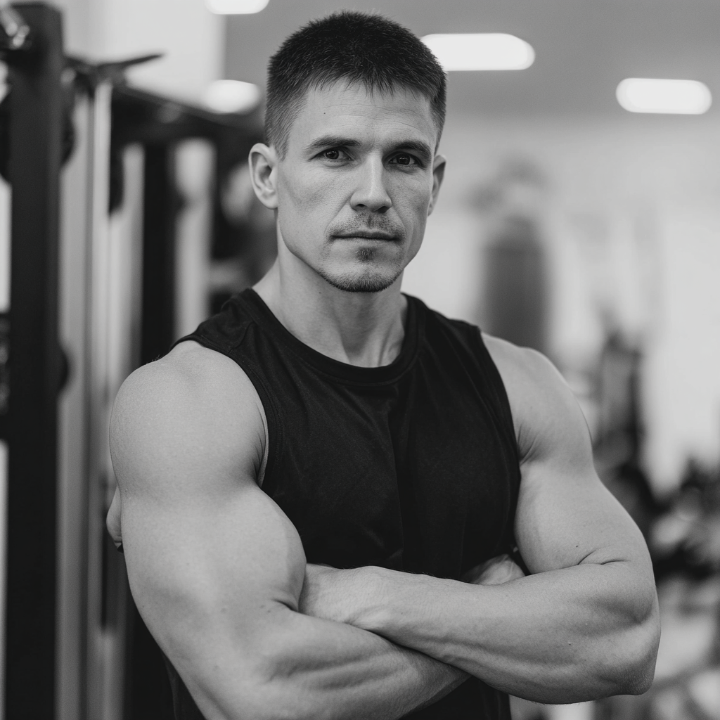 Чоловік тренується в спортзалі
