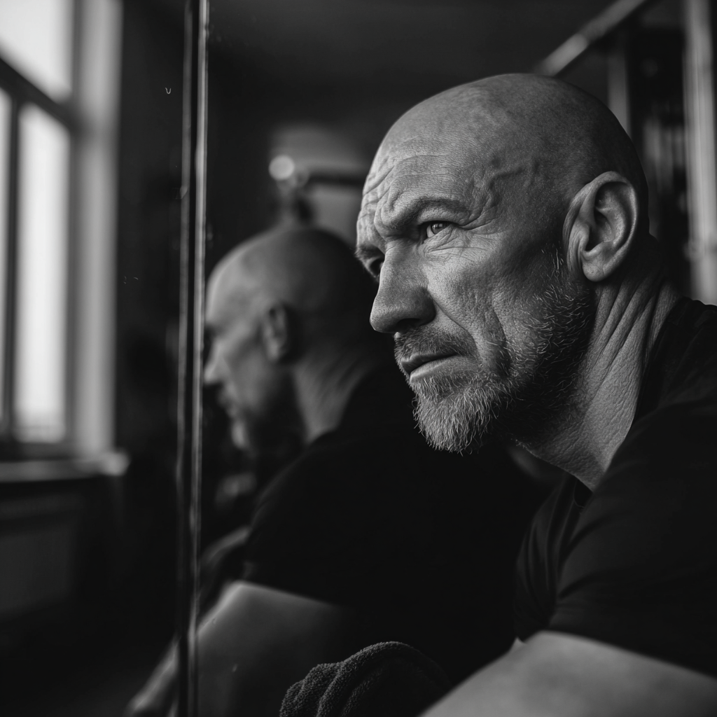 Чоловік з гантелями